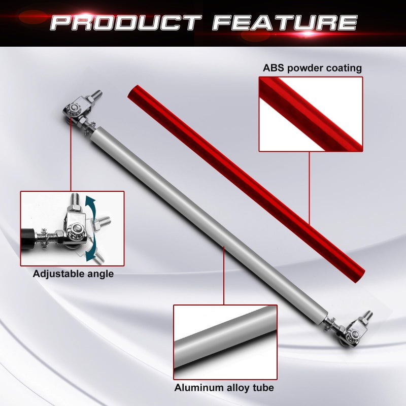 x xotic tech 2pc Adjustable 8"-11" Front Bumper Lip Splitter Diffuser Strut Rod Tie Bars Splitter Support Rod Compatible with Most Vehicles [Red] - Image 4